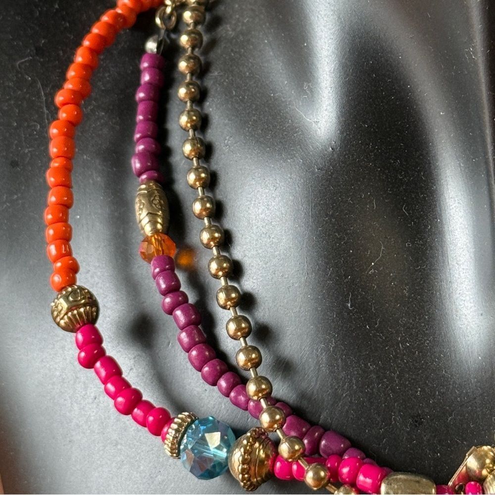 Multicolor Beaded Multi Layer Pendant Necklace Or… - image 3
